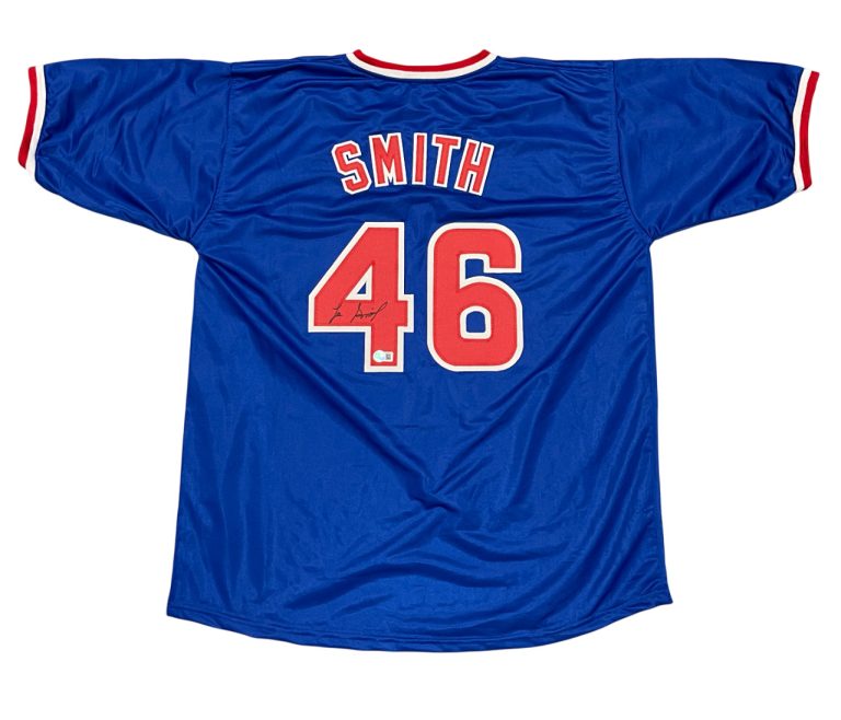 Lee Smith Signed Chicago Cubs Custom Blue Jersey Beckett Witness BAS COA