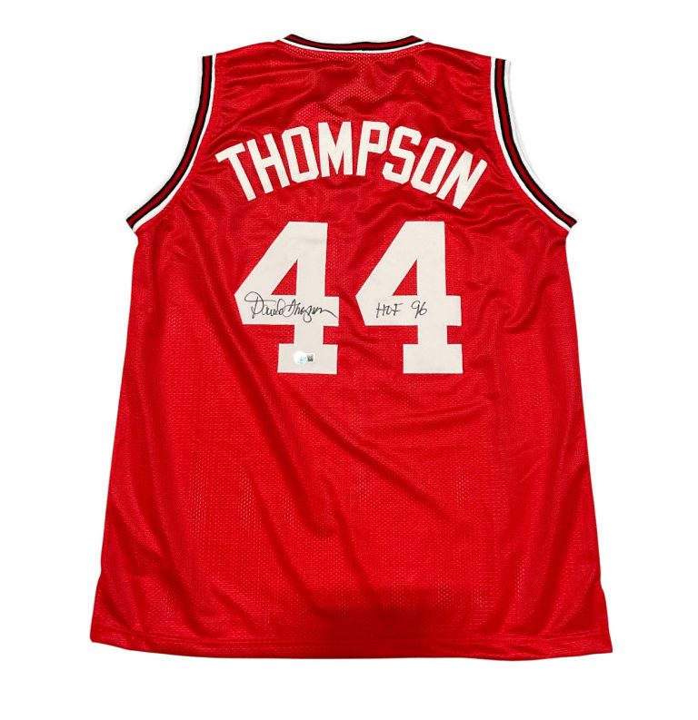 David Thompson Signed Auto NC State Custom Jersey w/ HOF 96 Beckett Wit BAS COA
