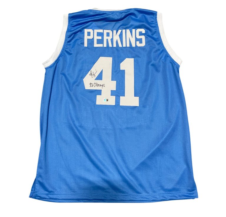 Sam Perkins Signed North Carolina UNC Custom Jersey 82 Champs Beckett W BAS COA