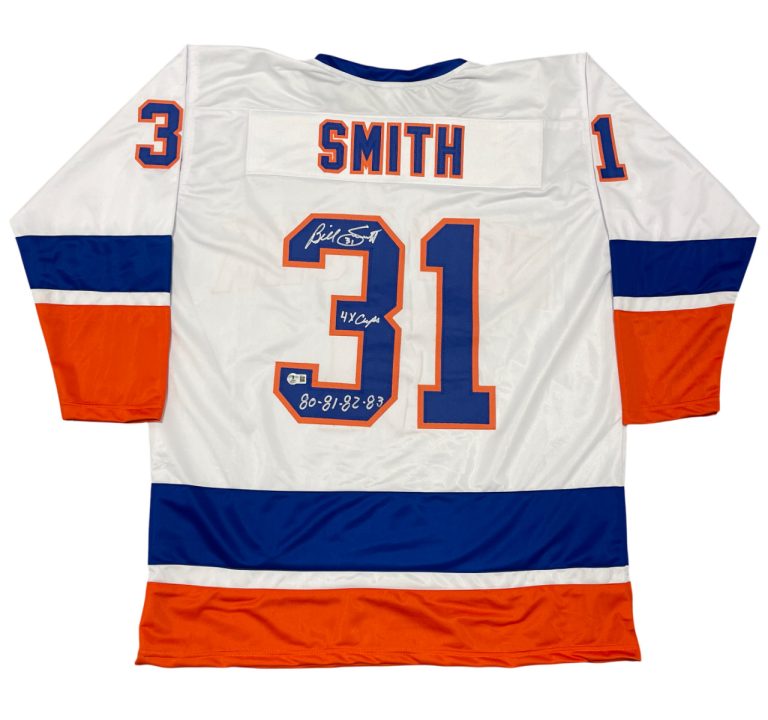 Billy Smith Signed Islanders Custom Jersey 4x Cup 80 81 82 83 Beckett W BAS COA