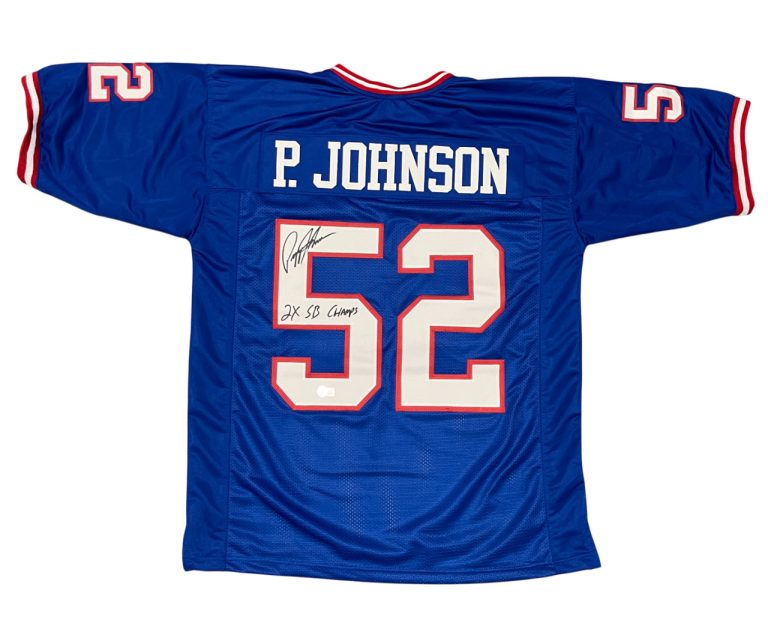 Pepper Johnson Signed NY Giants Custom Jersey w/ 2x SB Champ Beckett Wit BAS COA