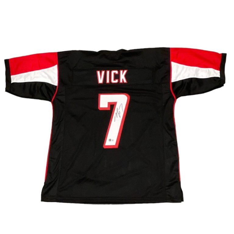 Michael Vick Signed Atlanta Falcons Custom Black Jersey Beckett Witness BAS COA