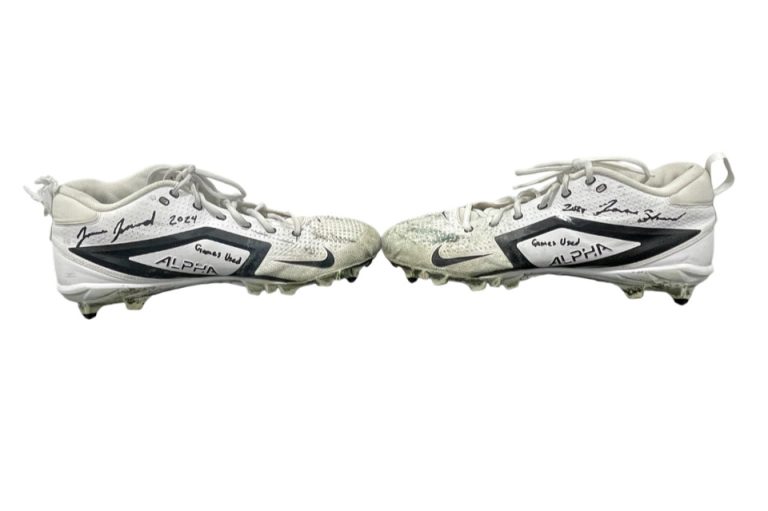 Jamien Sherwood Signed 2024 Game Used Football Cleats (PAIR) Beckett Wit BAS COA