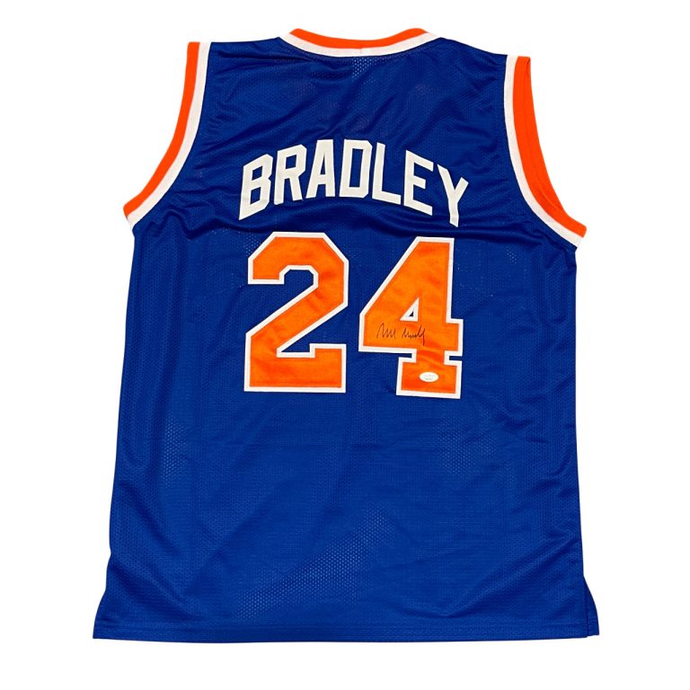 Bill Bradley Signed Autographed New York Knicks Custom Blue Jersey JSA COA