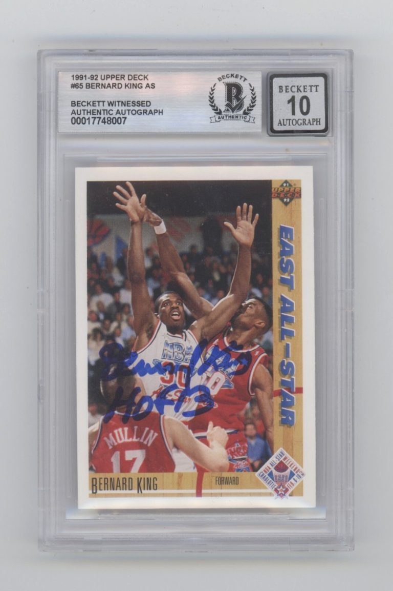 Bernard King 1991-92 Upper Deck #65 All Star Signed w/HOF 13 Beckett BGS 10 Auto