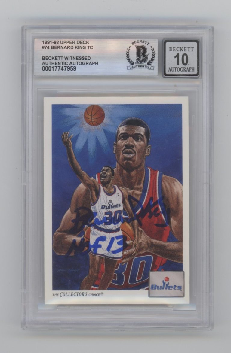 Bernard King 1991-92 Upper Deck #74 Signed w/HOF 13 Beckett BGS 10 Auto