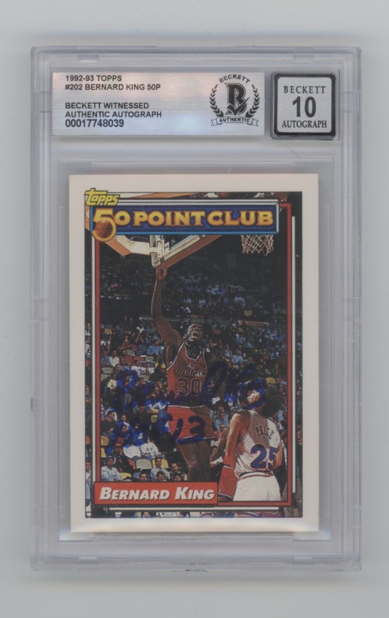 Bernard King 1992-93 Topps #202 50 Pt Club Signed w/HOF 13 Beckett BGS 10 Auto