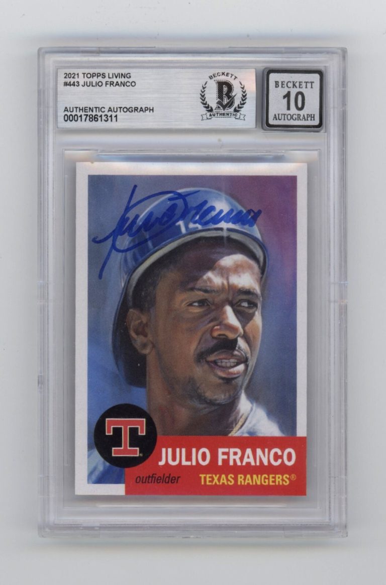 Julio Franco 2021 Topps Living #443 Signed Beckett BGS 10 Auto Texas Rangers