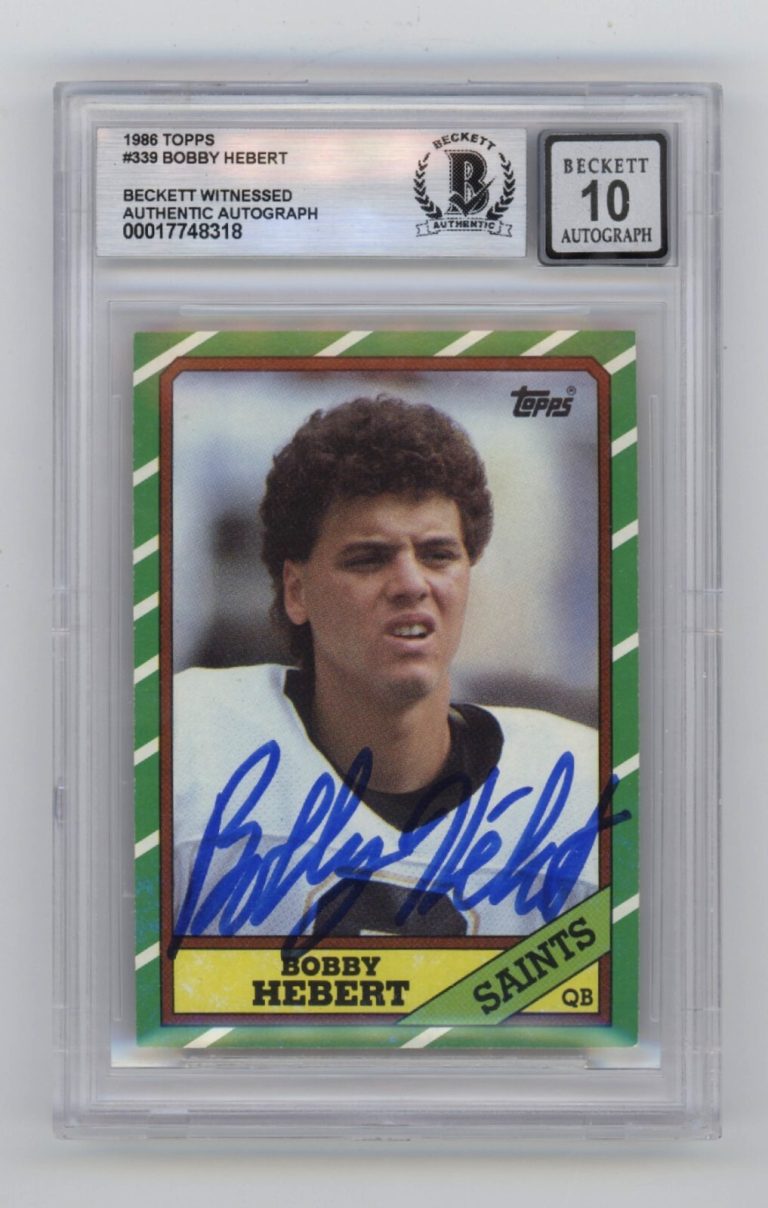 Bobby Hebert 1986 Topps #339 RC Signed Beckett BGS 10 Auto New Orleans Saints
