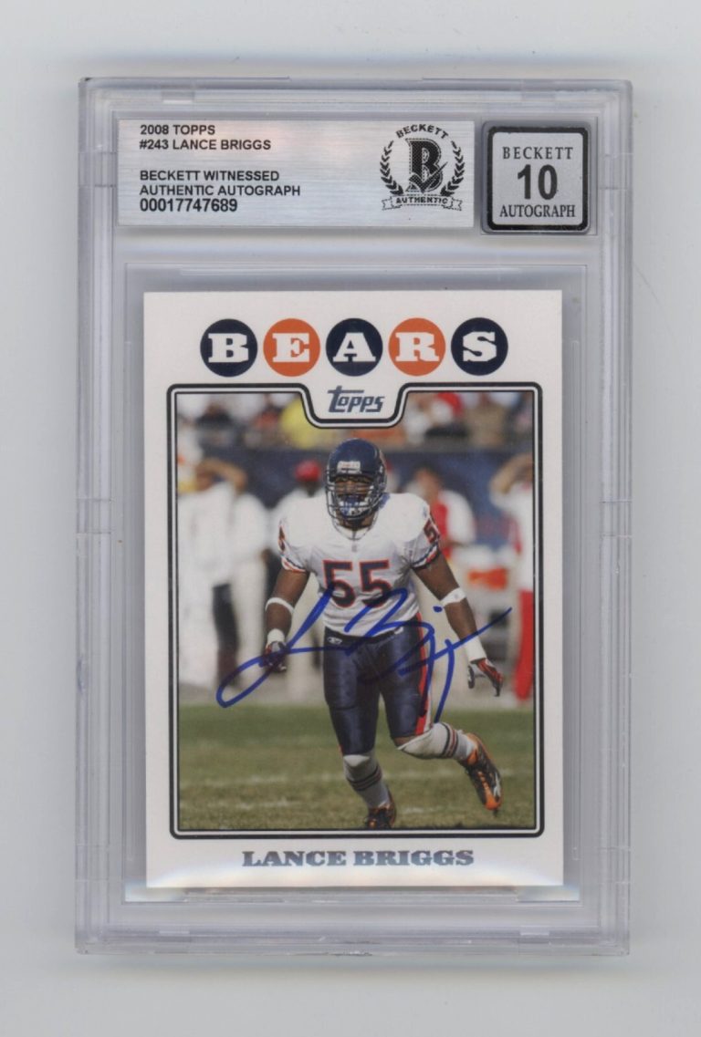 Lance Briggs 2008 Topps #243 Signed Beckett BGS 10 Auto Chicago Bears