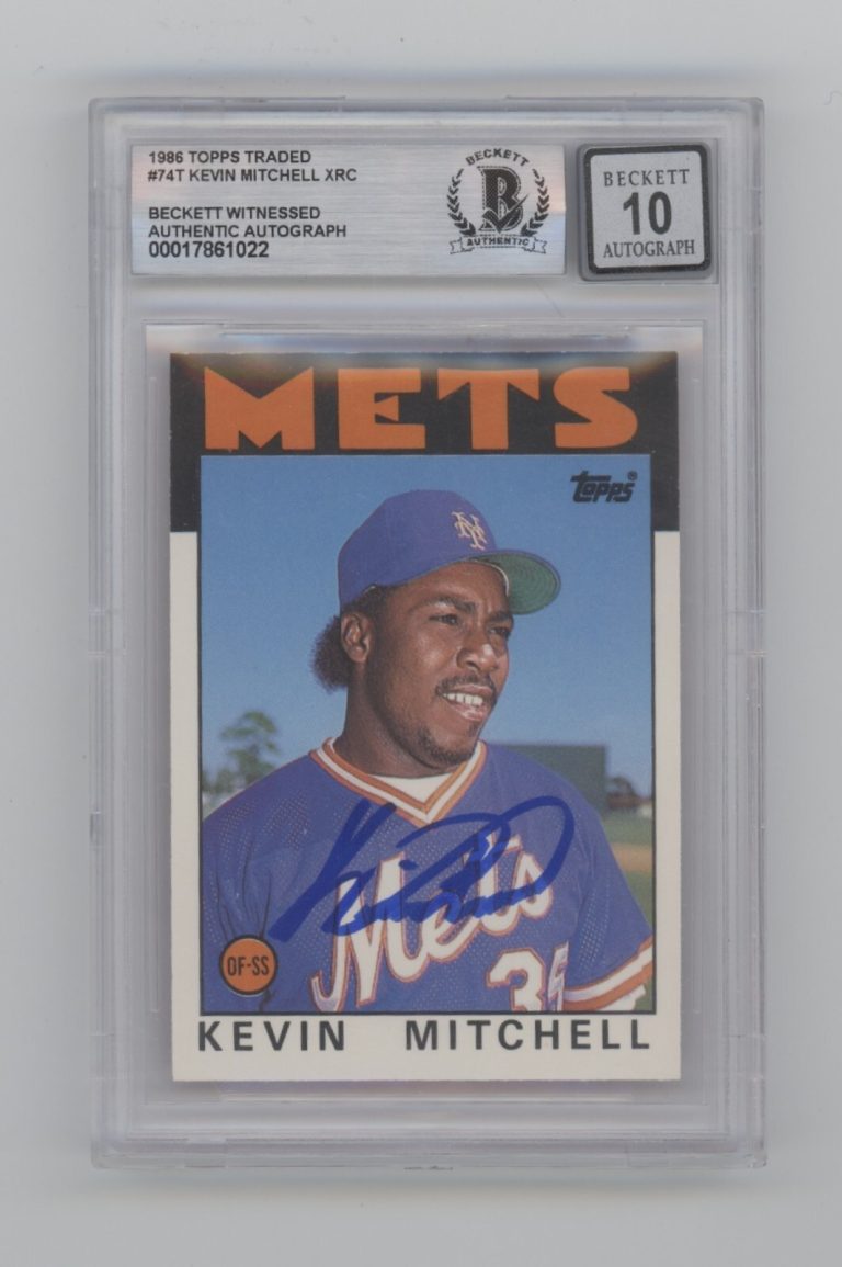 Kevin Mitchell 1986 Topps Traded #74T RC Signed Beckett BGS 10 Auto NY Mets