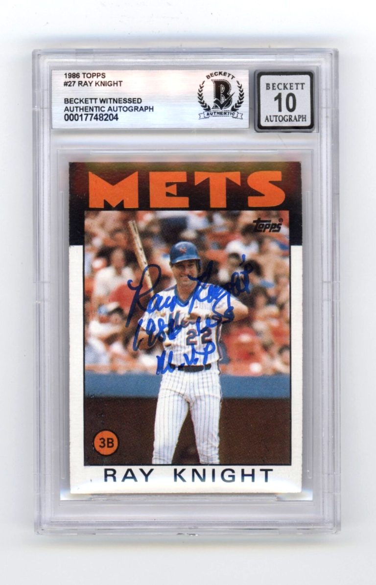 Ray Knight 1986 Topps #27 Signed w/ 1986 WS MVP Beckett BGS 10 Auto NY Mets