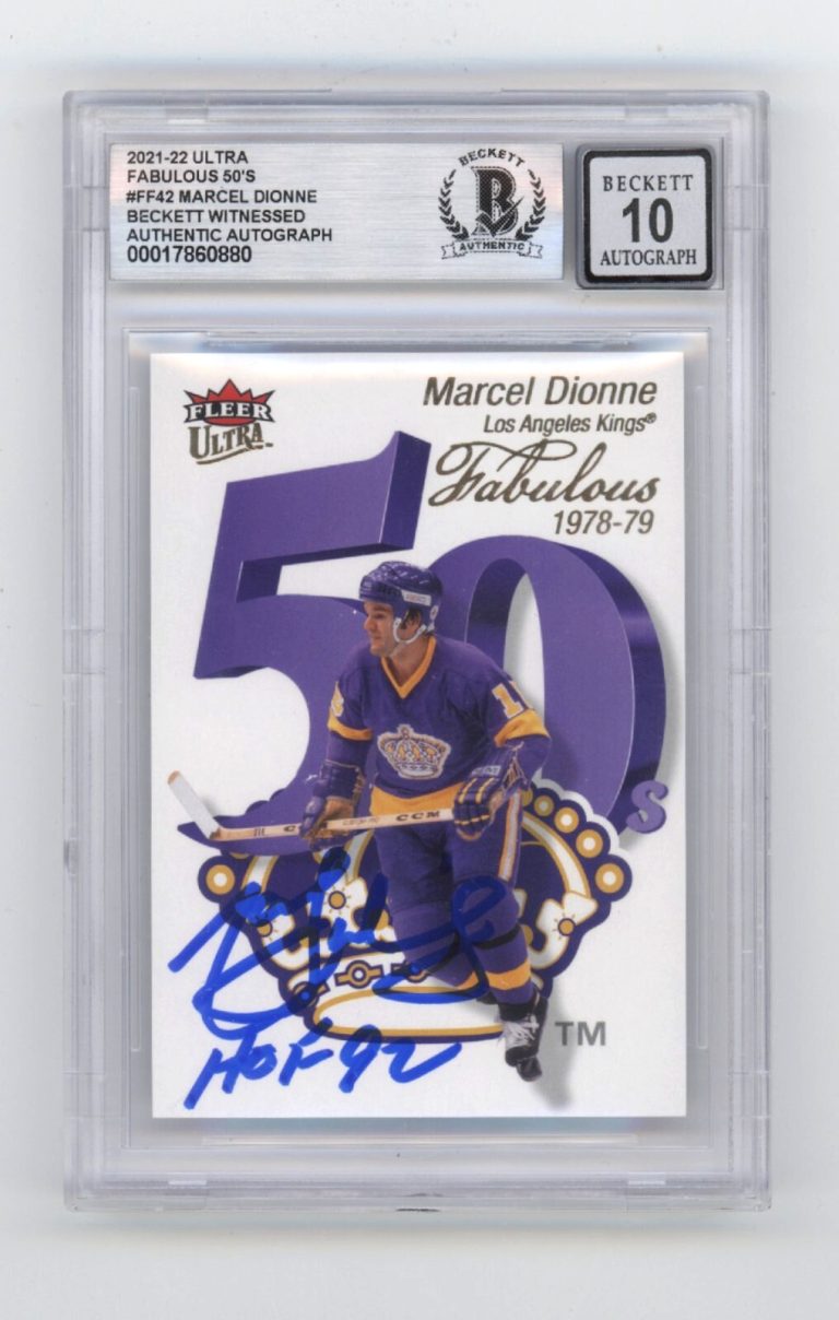 Marcel Dionne 2021-22 Fleer Ultra Fabulous 50s Signed HOF 92 Beckett BGS 10 Auto