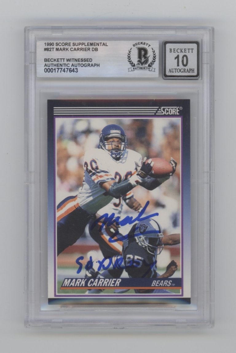 Mark Carrier 1990 Score Supplemental 82T RC Signed w 90 DROY Beckett BGS 10 Auto
