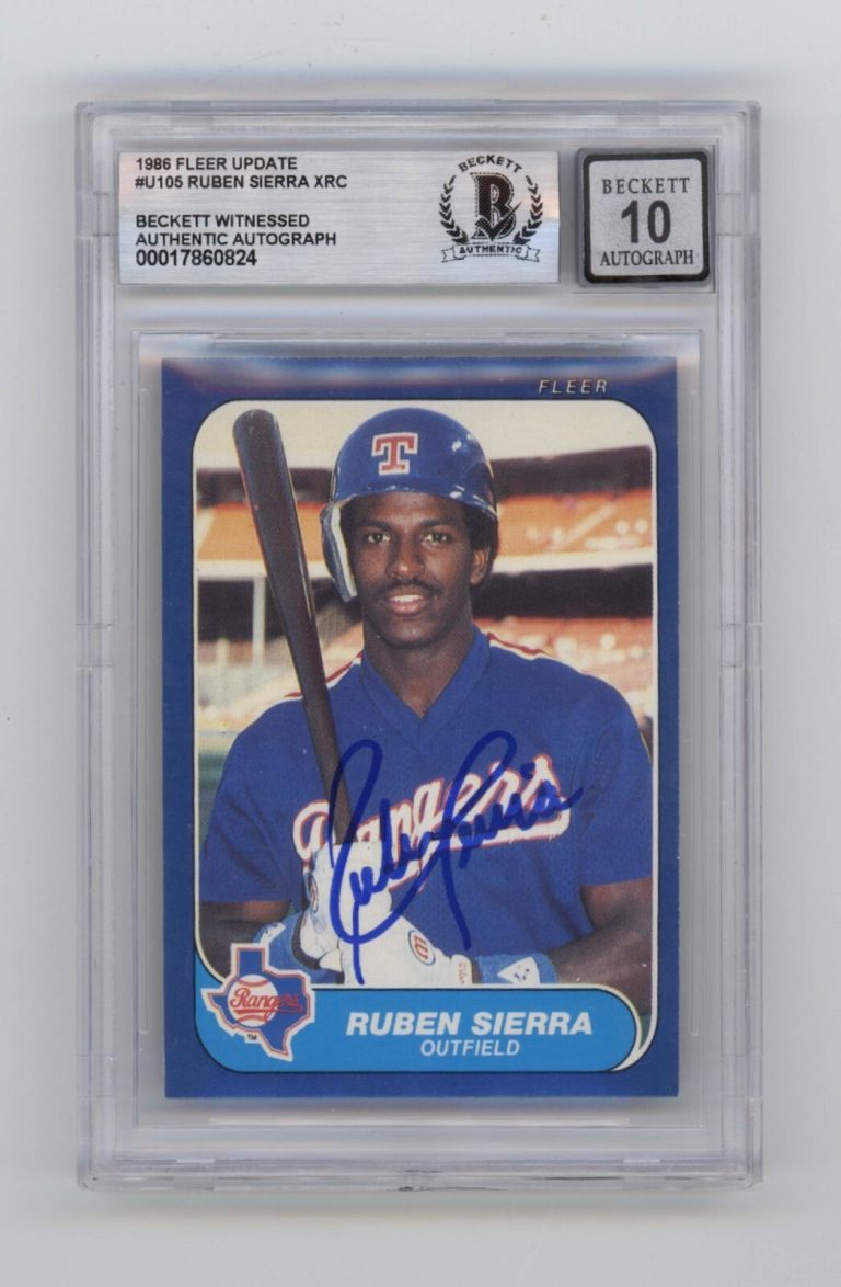 Ruben Sierra 1986 Fleer Update #U105 RC Signed Beckett BGS 10 Auto Rangers