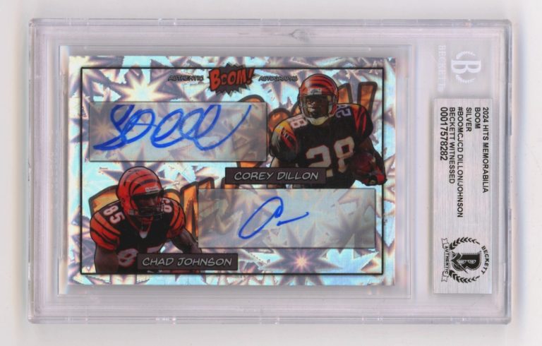 Corey Dillon Chad Johnson 2024 Hits Memorabilia BOOM Silver Signed BGS BAS Auto