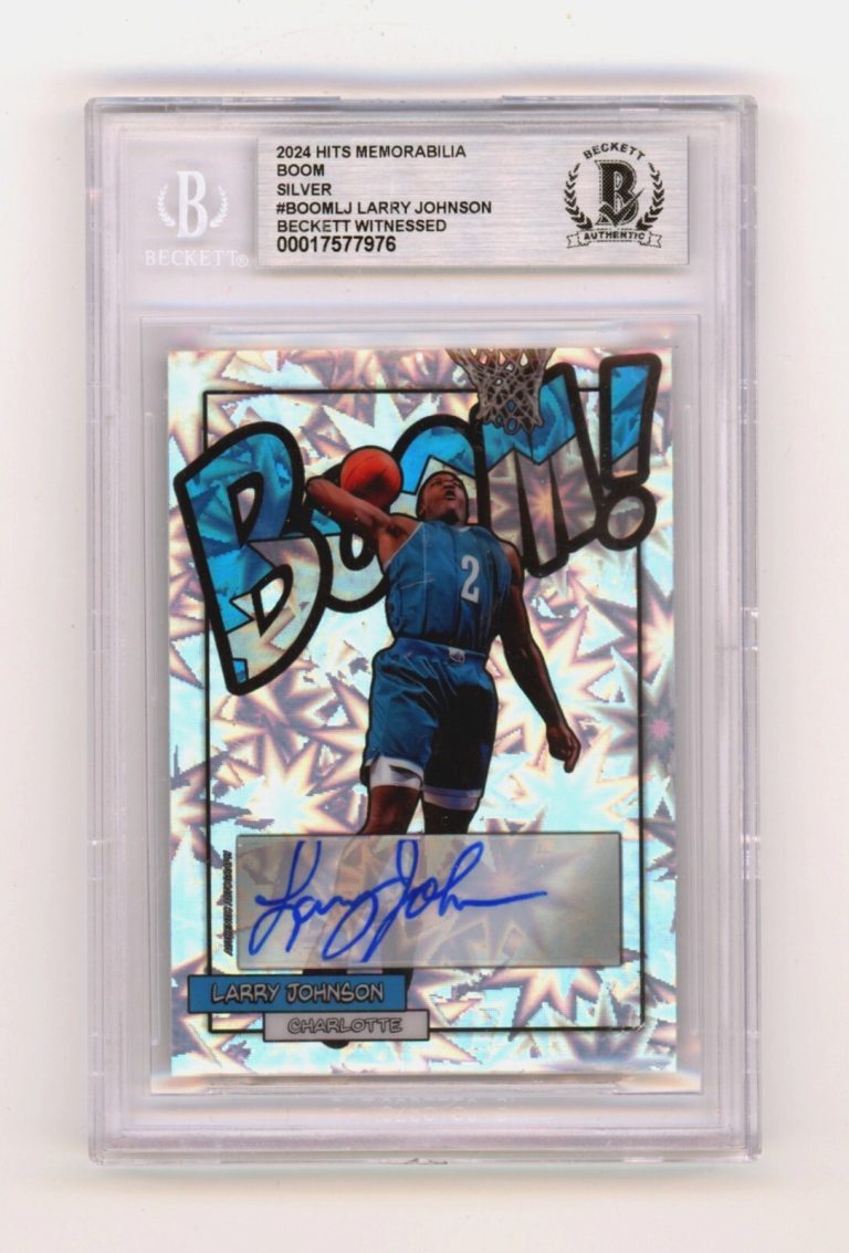 Larry Johnson 2024 Hits Memorabilia BOOM Silver Signed BGS BAS Auto Charlotte