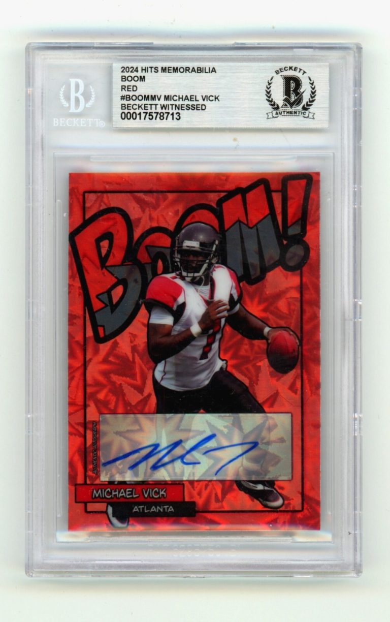 Michael Vick 2024 Hits Memorabilia BOOM Red /7 Signed BGS BAS Auto Atlanta