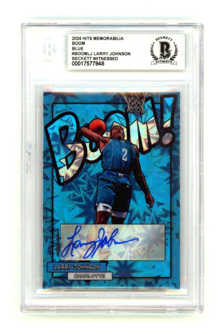 Larry Johnson 2024 Hits Memorabilia BOOM Blue 1/2 Signed BGS BAS Auto Charlotte