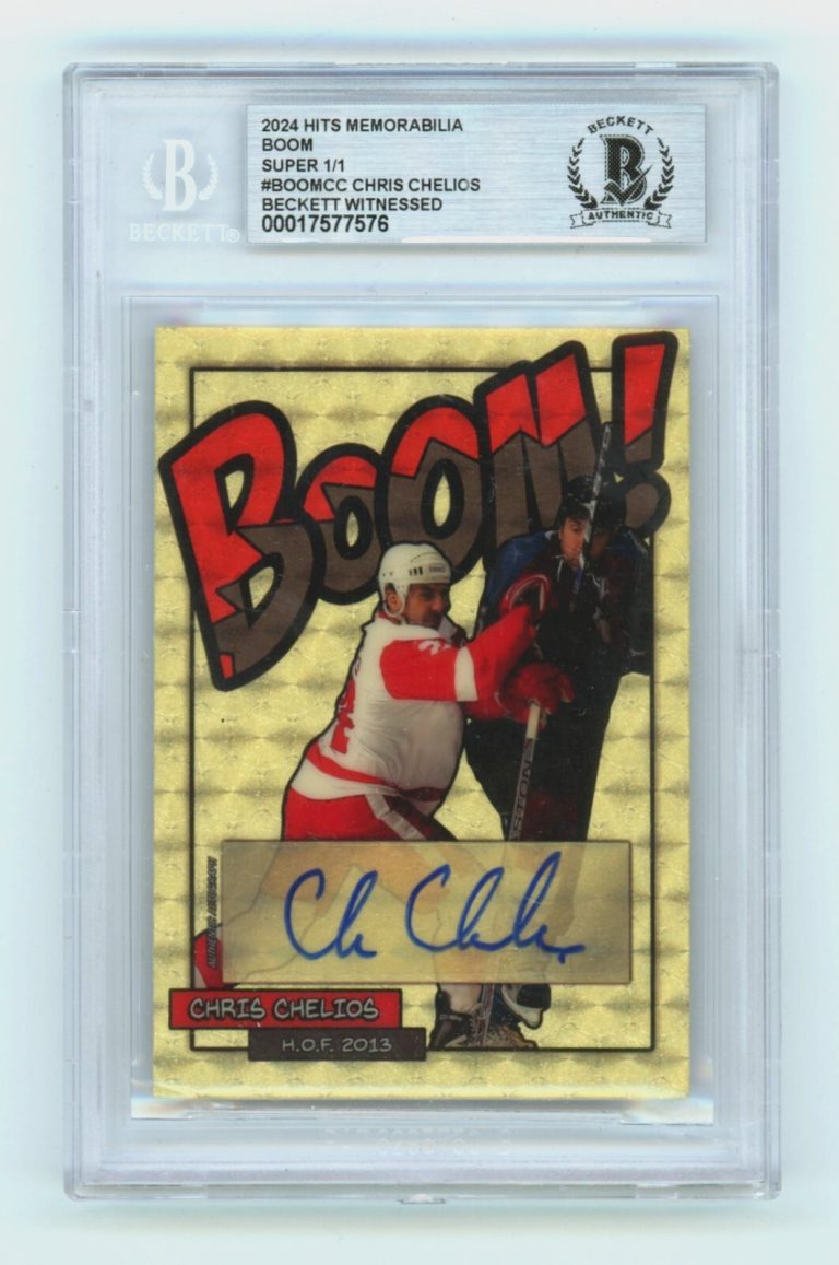 Chris Chelios 2024 Hits Memorabilia BOOM Super 1/1 Signed BGS BAS Auto Detroit