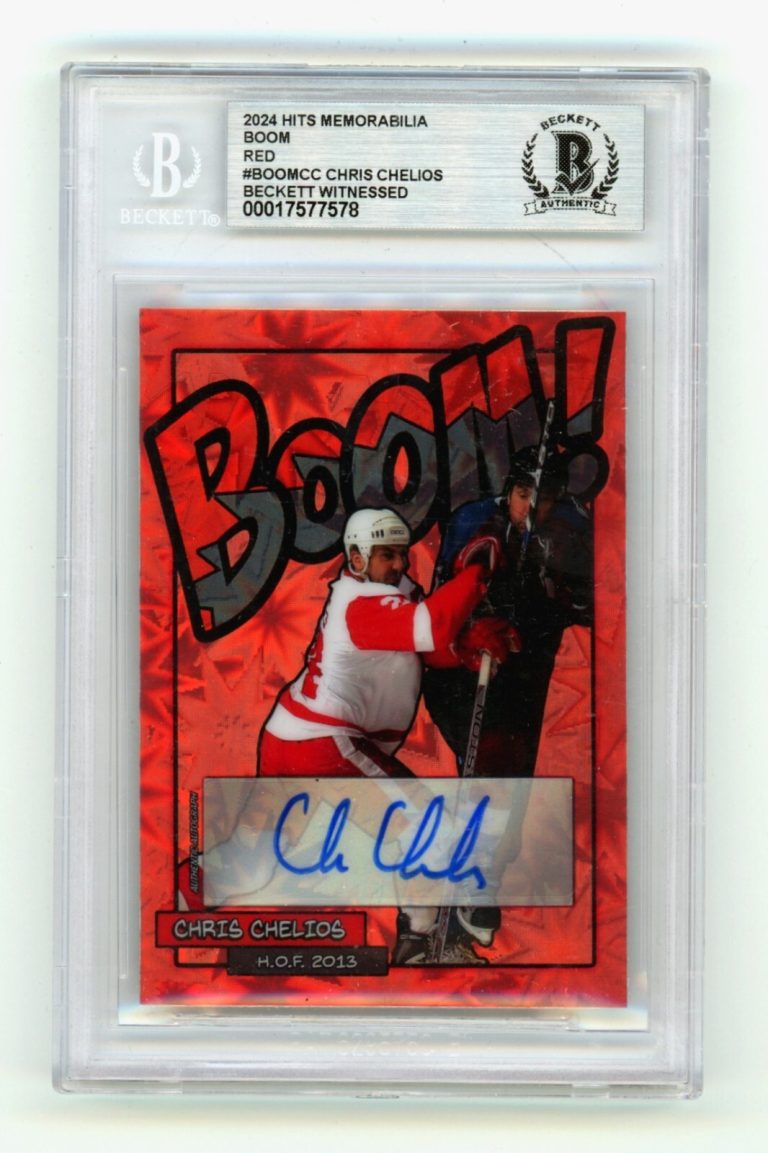 Chris Chelios 2024 Hits Memorabilia BOOM Red /7 Signed BGS BAS Auto Detroit