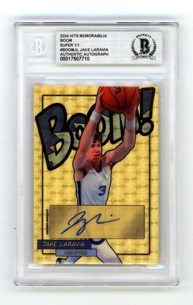 Jake LaRavia 2024 Hits Memorabilia BOOM Super 1/1 Signed BGS BAS Auto Memphis