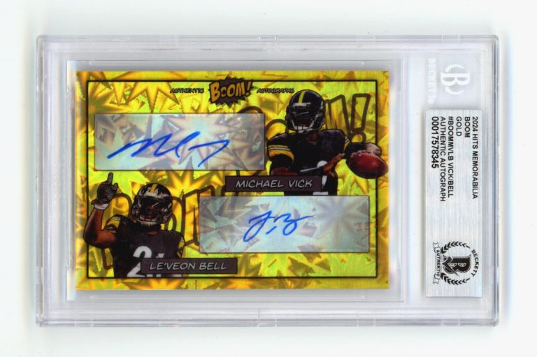 Michael Vick Le'Veon Bell 2024 Hits Memorabilia BOOM Gold /5 Signed BGS BAS Auto