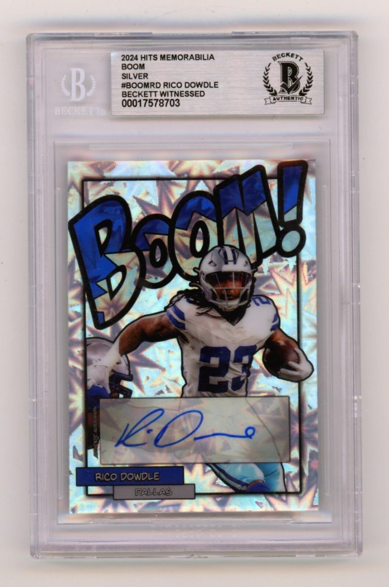 Rico Dowdle 2024 Hits Memorabilia BOOM Silver Signed BGS BAS Auto Cowboys