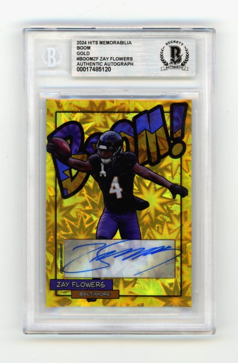 Zay Flowers 2024 Hits Memorabilia BOOM Gold /10 Signed BGS BAS Auto Ravens