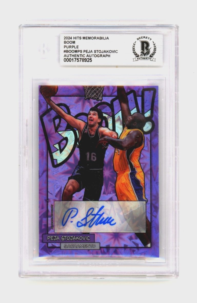 Peja Stojakovic 2024 Hits Memorabilia BOOM Purple /3 Signed BGS BAS Auto Kings