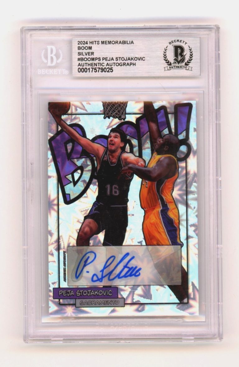 Peja Stojakovic 2024 Hits Memorabilia BOOM Silver /16 Signed BGS BAS Auto Kings