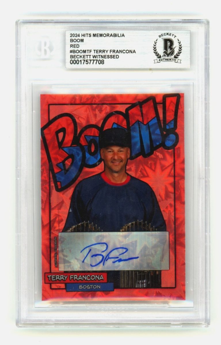 Terry Francona 2024 Hits Memorabilia BOOM Red /5 Signed BGS BAS Auto Red Sox