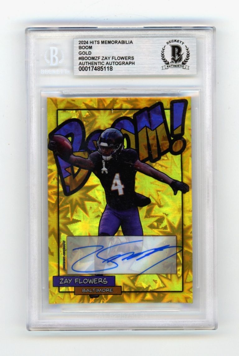 Zay Flowers 2024 Hits Memorabilia BOOM Gold JSY # 4/10 Signed BGS BAS Auto