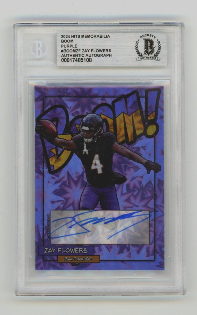 Zay Flowers 2024 Hits Memorabilia BOOM Purple /4 Signed BGS BAS Auto Ravens