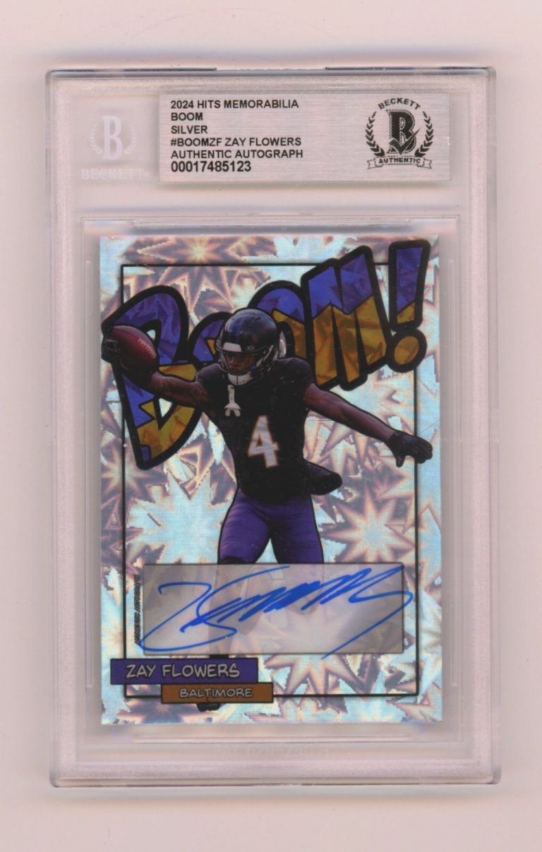 Zay Flowers 2024 Hits Memorabilia BOOM Silver Signed BGS BAS Auto Ravens
