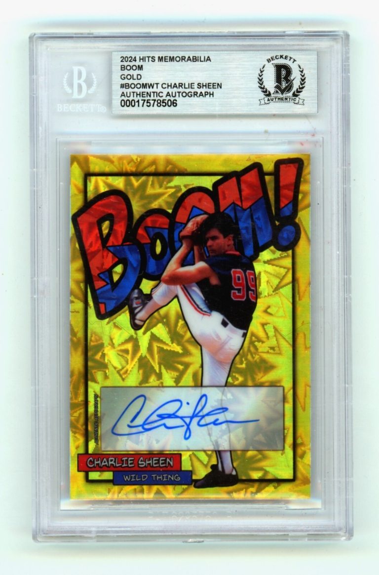 Charlie Sheen 2024 Hits Memorabilia BOOM Gold /10 Signed BGS BAS Auto Wild Thing