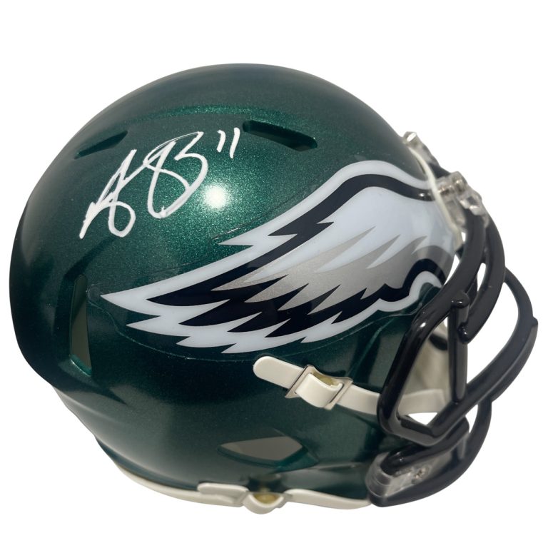 AJ Brown Signed Philadelphia Eagles Speed Mini Helmet Beckett Witness BAS COA