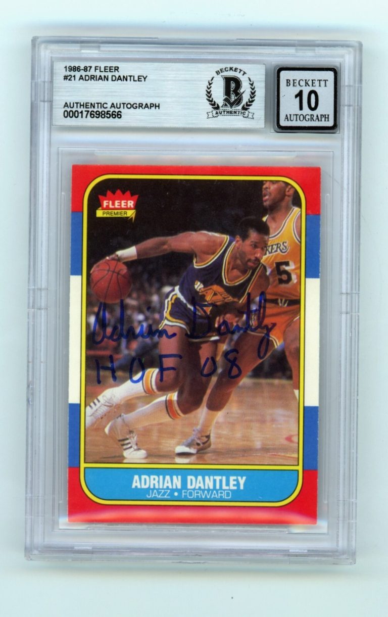 Adrian Dantley 1986-87 Fleer #21 Signed w/ HOF 08 Beckett BGS 10 Auto Utah Jazz