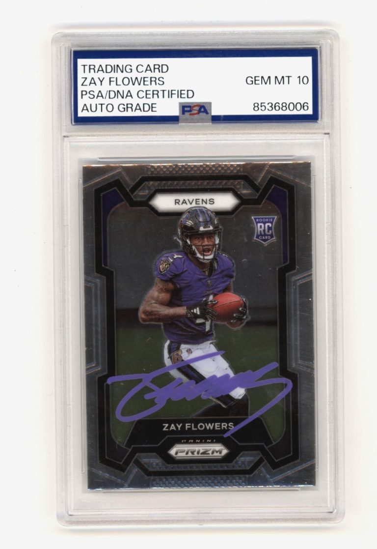 Zay Flowers 2023 Panini Prizm Rookie #307 Base RC Signed 10 Auto PSA DNA Ravens