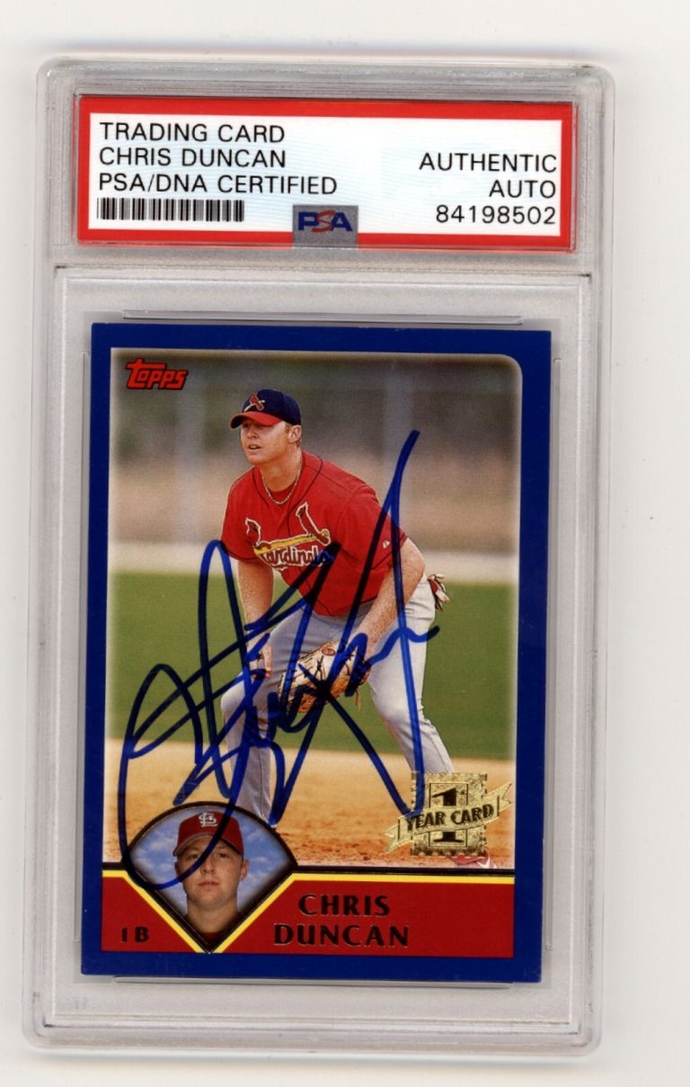 Chris Duncan 2002 Topps #292 1st Year Card Rookie RC Signed PSA Authentic Auto