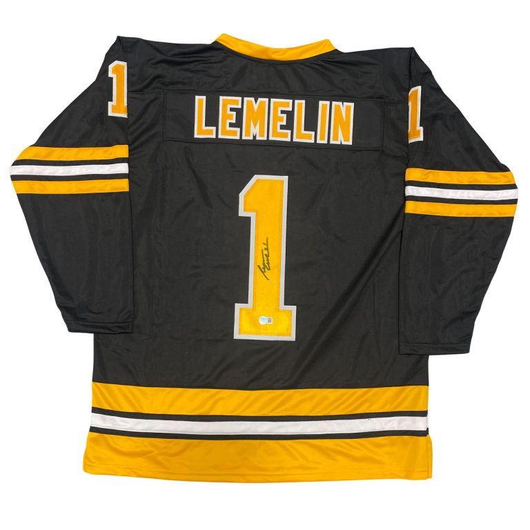 Rejean Lemelin Signed Boston Bruins Custom Jersey Beckett Witness BAS COA