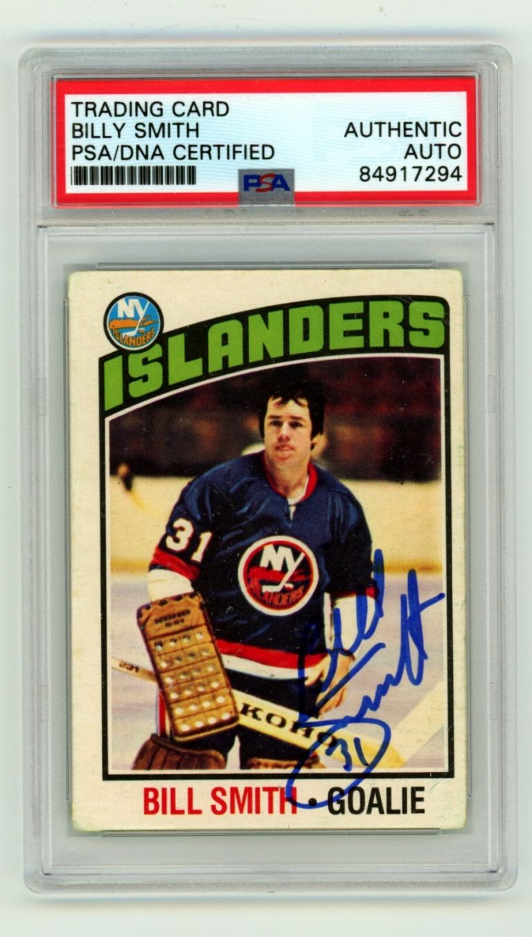 Billy Smith 1976-77 O-Pee-Chee OPC #46 Signed PSA Authentic Blue Auto NYI HOF