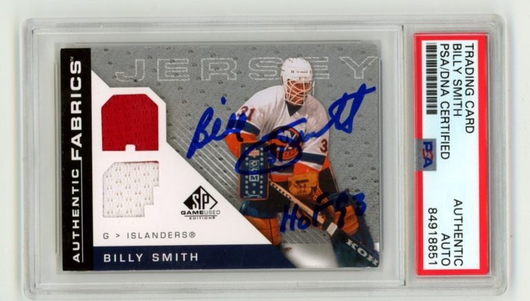 Billy Smith 2007-08 SP Game Used Authentic Fabrics #AFBS Signed HOF 93 PSA Auto