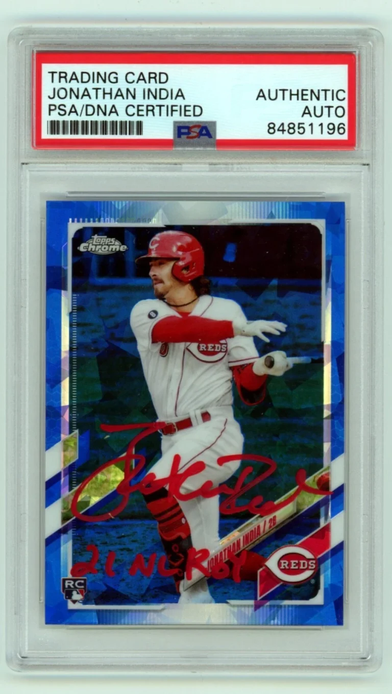 Jonathan India 2021 Topps Chrome Sapphire Update Signed RC w/ 21 ROY PSA Auto