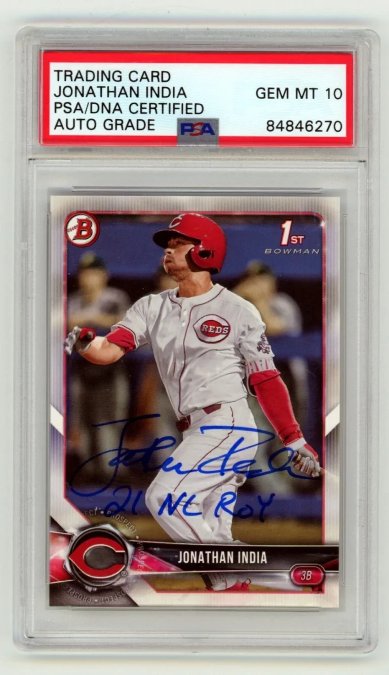 Jonathan India 2018 Bowman 1st Prospect #BD-112 RC Signed 21 NL ROY PSA 10 Auto