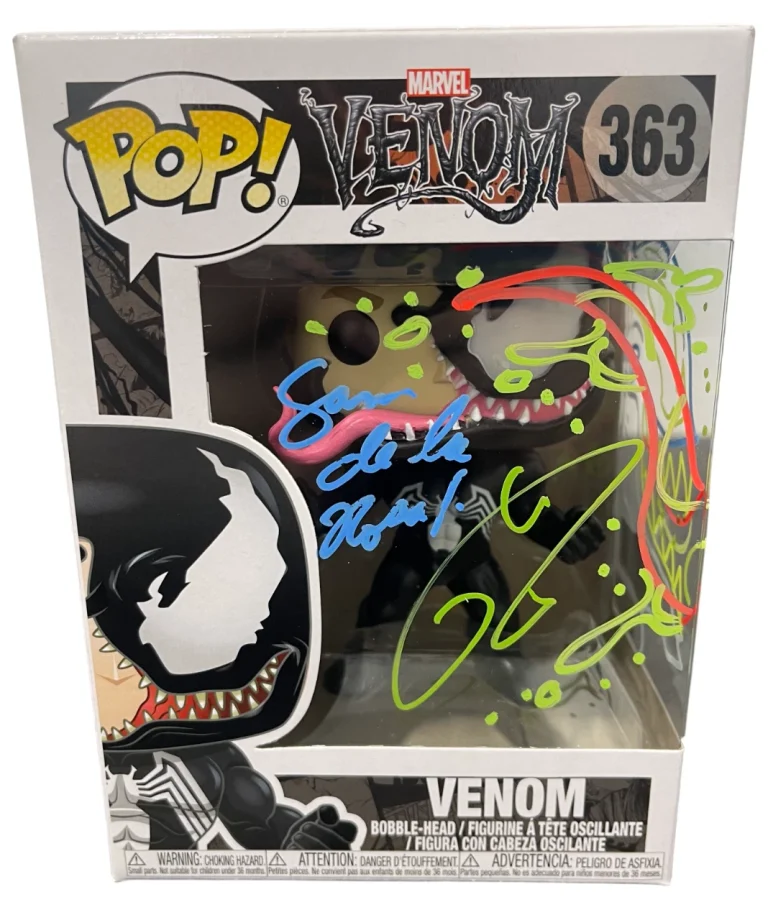 Tom Hardy Signed Venom Funko Pop #363 w/ Sam De La Rosa Sketch BAS & JSA COA C