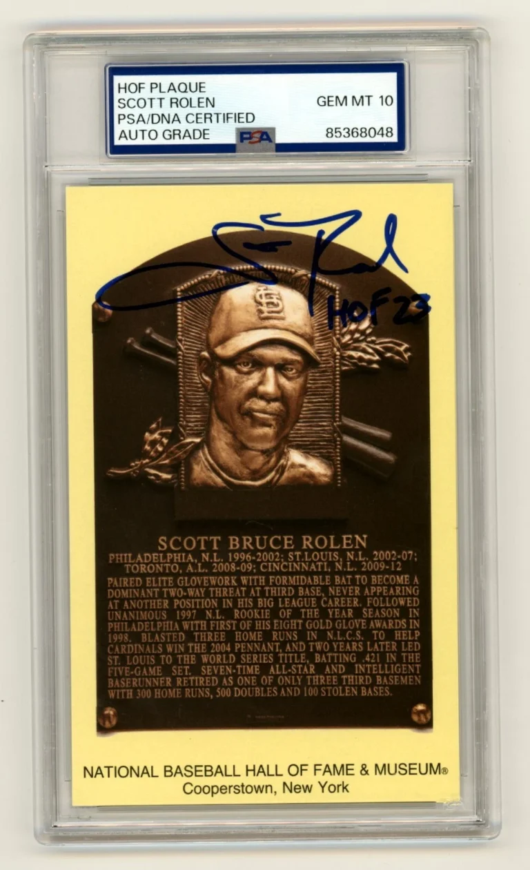 Scott Rolen Signed Yellow HOF Plaque Post Card w/ HOF 23 PSA 10 Auto Steiner