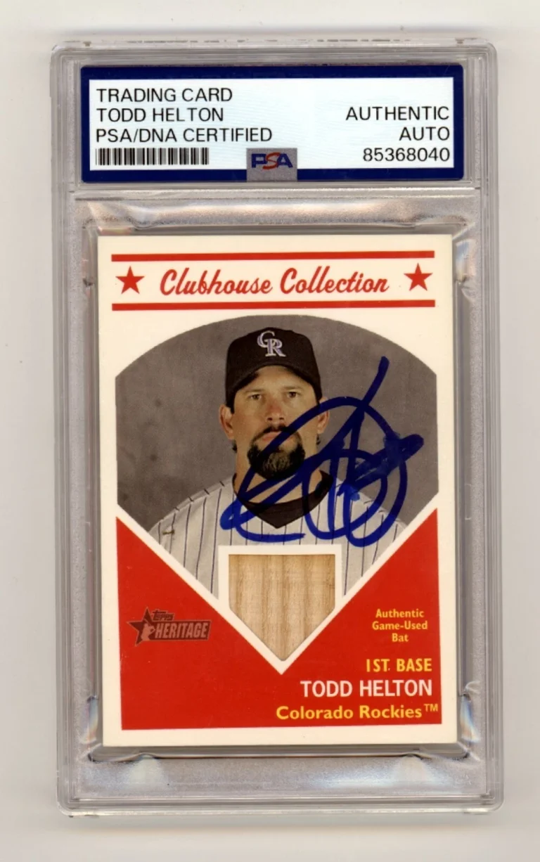 Todd Helton 2008 Topps Heritage Collectors Club GU Bat Signed Relic PSA Auto