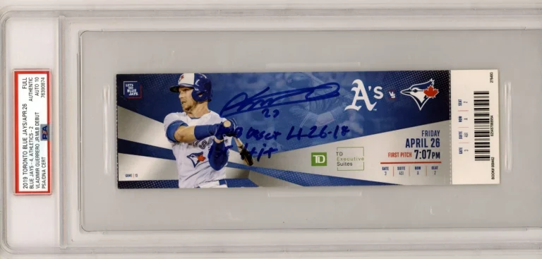 Vladimir Guerrero Jr. Signed MLB Debut & First Hit Full Ticket 2 Ins PSA 10 Auto