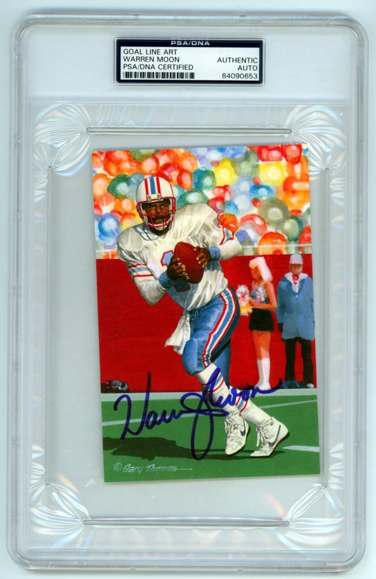 Warren Moon Signed Auto GLAC Goal Line Art Card PSA Authentic Auto Oilers HOF
